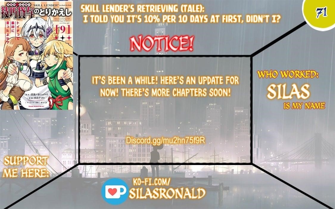 Skill Lender’s Retrieving (tale) ～i Told You It’s 10% Per 10 Days At First, Didn’t I～ Chapter 71 - Page 1
